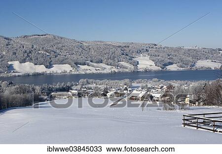 Stock Image - "Winter landscape, Irrsee lake, Zell am Moos, Salzkammergut, Austria, Europe". Fotosearch