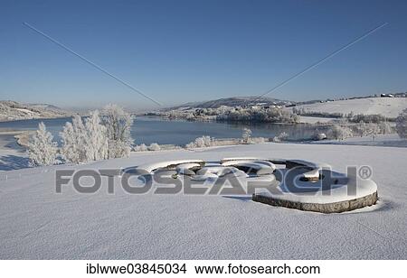 Picture - "Winter landscape, place of power, Irrsee lake, Zell am Moos, Salzkammergut, Austria, Europe". Fotosearch