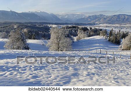"Winter landscape, view from the Aidlinger Hoehe over Lake Riegsee, Estergebirge mountains, Wetterstein range and Ammergau Alps, Ettaler Mandl peak, Murnau, Pfaffenwinkel region, Upper Bavaria, Germany, Europe" View Large Photo Image Picture - "Winter landscape, view from the Aidlinger Hoehe over Lake Riegsee, Estergebirge mountains, Wetterstein range and Ammergau Alps, Ettaler Mandl peak, Murnau, Pfaffenwinkel region, Upper Bavaria, Germany, Europe". Fotosearch