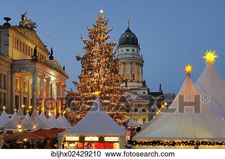 "Winter Magic at the Gendarmenmarkt"""", Christmas market at Gendarmenmarkt square, Schauspielhaus theatre, French Cathedral, dusk, Berlin, Germany, Europe" View Large Photo Image Stock Image - "Winter Magic at the Gendarmenmarkt"""", Christmas market at Gendarmenmarkt square, Schauspielhaus theatre, French Cathedral, dusk, Berlin, Germany, Europe". Fotosearch