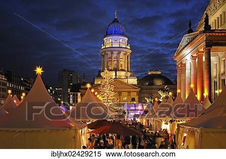 "Winter Magic at the Gendarmenmarkt"""", Christmas market at Gendarmenmarkt square, German Cathedral, in the evening, Berlin Mitte, Germany, Europe" View Large Photo Image Stock Photography - "Winter Magic at the Gendarmenmarkt"""", Christmas market at Gendarmenmarkt square, German Cathedral, in the evening, Berlin Mitte, Germany, Europe". Fotosearch
