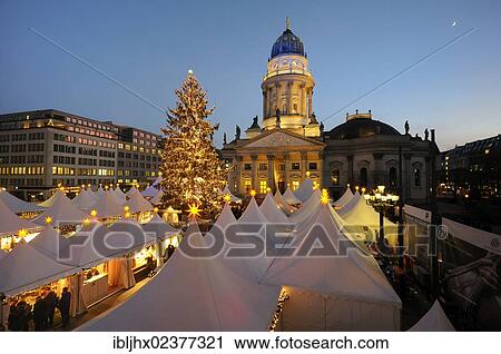 Stock Image - "Winter Magic"""" Christmas market at Gendarmenmarkt square, German Cathedral, Berlin-Mitte, Berlin, Germany, Europe". Fotosearch