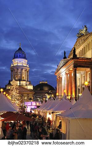 Stock Photo - "Winter Magic Christmas Market at Gendarmenmarkt, German Cathedral and Konzerthaus concert hall, Mitte, Berlin, Germany, Europe". Fotosearch