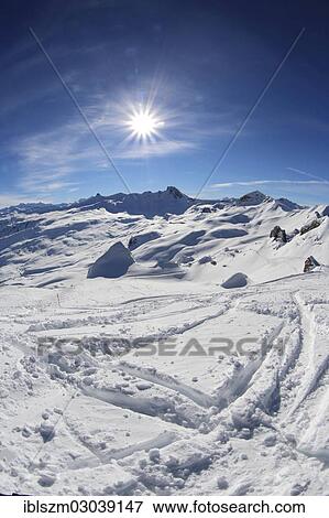 Stock Photo - "Winter mountain landscape with Spitzmeilen Mountain and Wissmeilen Mountain, Flumserberg, Flums, Canton of St. Gallen, Switzerland, Europe". Fotosearch