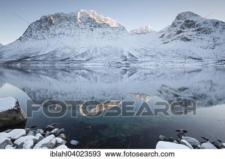 Stock Image - "Winter on the Grotfjorden, Kvaloya, Mikkelvik, Troms, Norway, Europe". Fotosearch