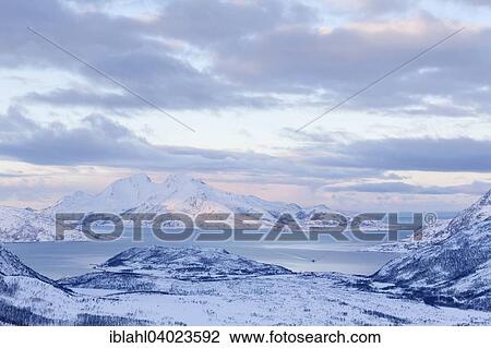Stock Image - "Winter on the Kaldfjorden, Kvaloya, Mikkelvik, Troms, Norway, Europe". Fotosearch