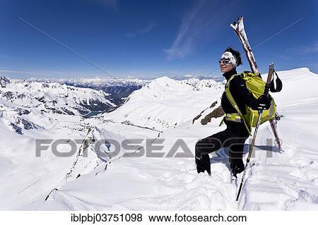 "Winter sportswoman on a mountain peak, Kuhtai, Tyrol, Austria, Europe" View Large Photo Image Stock Photo - "Winter sportswoman on a mountain peak, Kuhtai, Tyrol, Austria, Europe". Fotosearch