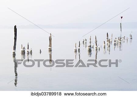 Stock Photo - "Wintry Lake Constance near Ueberlingen, Baden-Wuerttemberg, Germany, Europe". Fotosearch