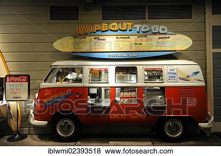 Stock Photo - "Wipeout To Go takeaway in an old VW bus, Pier 39, Fisherman's Wharf, San Francisco, California, United States of America, USA, PublicGround". Fotosearch