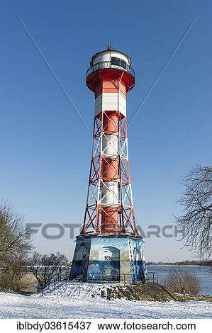 "Wittenbergen lighthouse on the Elbe river in winter, Rissen, Hamburg, Hamburg, Germany, Europe" View Large Photo Image Stock Photo - "Wittenbergen lighthouse on the Elbe river in winter, Rissen, Hamburg, Hamburg, Germany, Europe". Fotosearch