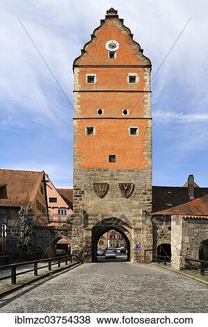 "Woernitz Gate, 1230, tower extension around 1400, Renaissance gable with bell tower from the 16th century, Dinkelsbuhl, Middle Franconia, Bavaria, Germany, Europe" View Large Photo Image Stock Photo - "Woernitz Gate, 1230, tower extension around 1400, Renaissance gable with bell tower from the 16th century, Dinkelsbuhl, Middle Franconia, Bavaria, Germany, Europe". Fotosearch