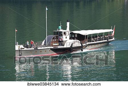 Picture - "Wolfgangseeschifffahrt, passenger ship, steamer Kaiser Franz Josef, Wolfgangsee, Salzkammergut, Salzburg State, Austria, Europe". Fotosearch