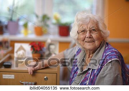 Stock Photography - "Woman, 93 years, in a nursing home". Fotosearch