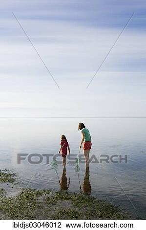 "Woman and girl with dip nets standing in the Wadden Sea, Wyk, Fohr, Schleswig-Holstein, Germany, Europe" View Large Photo Image Stock Image - "Woman and girl with dip nets standing in the Wadden Sea, Wyk, Fohr, Schleswig-Holstein, Germany, Europe". Fotosearch
