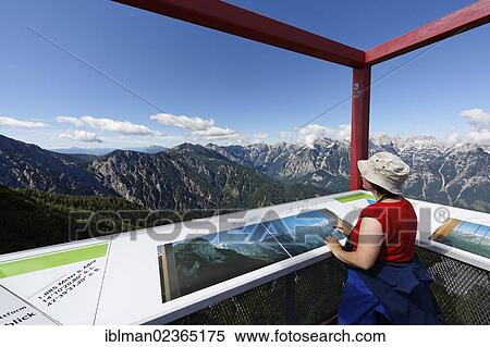 "Woman at the observation deck on Hutterer Hoess Mountain, Totes Gebirge Range, Pyhrn-Priel region, Traunviertel district, Upper Austria, Austria, Europe" View Large Photo Image Stock Photography - "Woman at the observation deck on Hutterer Hoess Mountain, Totes Gebirge Range, Pyhrn-Priel region, Traunviertel district, Upper Austria, Austria, Europe". Fotosearch