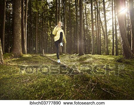 "Woman doing fitness exercises on a fallen tree in the forest, Tyrol, Austria, Europe" View Large Photo Image Stock Image - "Woman doing fitness exercises on a fallen tree in the forest, Tyrol, Austria, Europe". Fotosearch