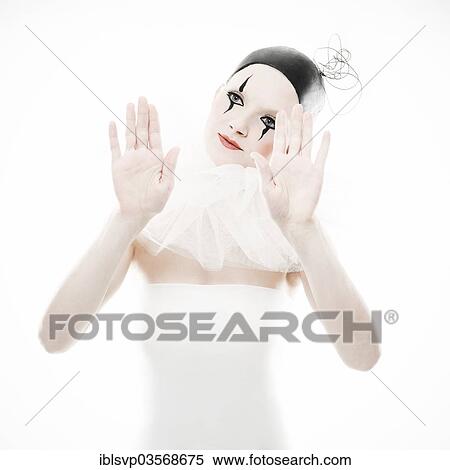 Stock Photography - Woman dressed up as a pierrot. Fotosearch
