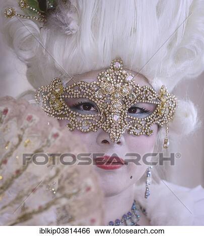 Stock Photograph - "Woman dressed up for the Carnival of Venice, Italy, Europe". Fotosearch