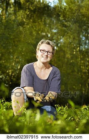 Woman harvesting potatoes View Large Photo Image Stock Photography - Woman harvesting potatoes. Fotosearch