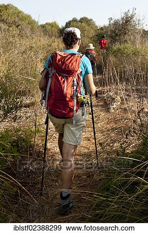 "Woman hiking near Cala en Porter, South Menorca, Menorca Island, Balearic Islands, Spain, Southern Europe, Europe" View Large Photo Image Stock Photo - "Woman hiking near Cala en Porter, South Menorca, Menorca Island, Balearic Islands, Spain, Southern Europe, Europe". Fotosearch