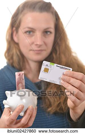 Woman holding a health insurance card and a 10 euro banknote View Large Photo Image Stock Image - Woman holding a health insurance card and a 10 euro banknote. Fotosearch