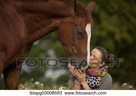 "Woman kissing a Hanoverian horse, Germany, Europe" View Large Photo Image Stock Image - "Woman kissing a Hanoverian horse, Germany, Europe". Fotosearch