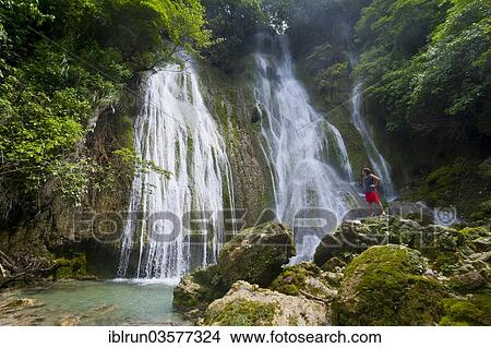 "Woman looking at the Mele-Maat Cascades, Mele Maat, Efate Island, Shefa Province, Vanuatu, Oceania" View Large Photo Image Picture - "Woman looking at the Mele-Maat Cascades, Mele Maat, Efate Island, Shefa Province, Vanuatu, Oceania". Fotosearch