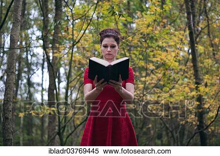 Woman reading a book in a forest View Large Photo Image Stock Photography - Woman reading a book in a forest. Fotosearch