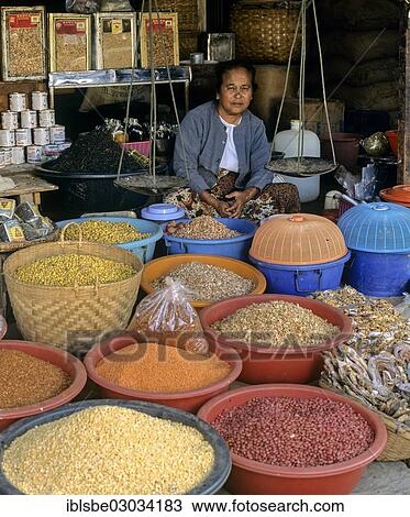"Woman selling spices, peas and beans, Rangun, Yangon Region, Myanmar, Burma, Asia" View Large Photo Image Stock Image - "Woman selling spices, peas and beans, Rangun, Yangon Region, Myanmar, Burma, Asia". Fotosearch