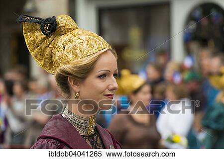 "Woman with a golden headdress, traditional costume a rich Rottal farmer's wife, Oktoberfest Costume and Riflemen's Parade, Munich, Upper Bavaria, Bavaria, Germany, Europe" View Large Photo Image Stock Photography - "Woman with a golden headdress, traditional costume a rich Rottal farmer's wife, Oktoberfest Costume and Riflemen's Parade, Munich, Upper Bavaria, Bavaria, Germany, Europe". Fotosearch