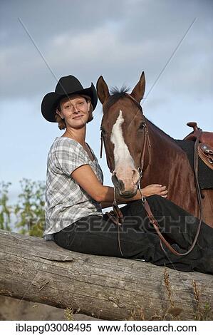 Stock Photography - "Woman with a Quarter Horse, Germany, Europe". Fotosearch