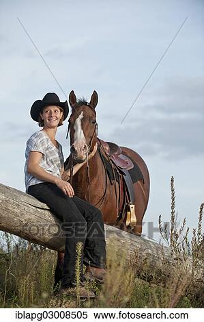 Stock Photography - "Woman with a Quarter Horse, Germany, Europe". Fotosearch