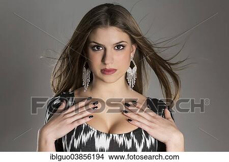 "Woman with makeup and jewelry, portrait" View Large Photo Image Picture - "Woman with makeup and jewelry, portrait". Fotosearch