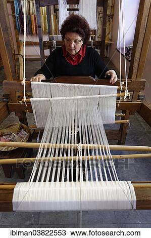 "Woman working on a loom, Silk Museum, El Paso, La Palma, Canary Islands, Spain, Europe" View Large Photo Image Stock Image - "Woman working on a loom, Silk Museum, El Paso, La Palma, Canary Islands, Spain, Europe". Fotosearch