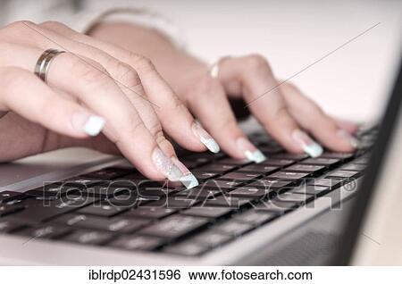 Woman's hands on a computer keyboard View Large Photo Image Stock Photograph - Woman's hands on a computer keyboard. Fotosearch