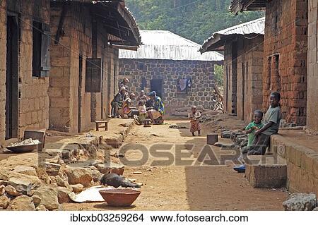 Picture - "Women and children in the women's area of the Palace of Laikom, Laikom, Northwest Region, Cameroon, Africa". Fotosearch