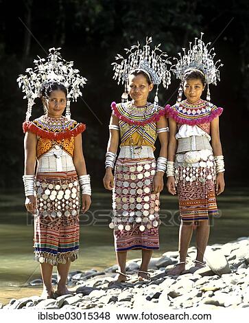 "Women of the ethnic group of the Iban people wearing traditional dress, Skrang River, Rajang, Sarawak, Borneo, Malaysia, Asia" View Large Photo Image Stock Photo - "Women of the ethnic group of the Iban people wearing traditional dress, Skrang River, Rajang, Sarawak, Borneo, Malaysia, Asia". Fotosearch