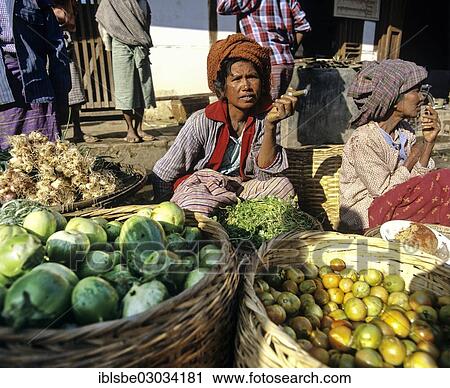 "Women selling fruits and vegetables at a market, Taunggyi, Shan State, Myanmar, Burma, Asia" View Large Photo Image Stock Image - "Women selling fruits and vegetables at a market, Taunggyi, Shan State, Myanmar, Burma, Asia". Fotosearch