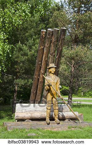 Stock Image - "Wood sculpture of a rafter, Gauja, Strenci, Latvia, Baltic States, Europe". Fotosearch