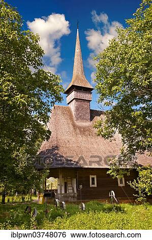Stock Photograph - "Wooden church of St Nicolae, UNESCO World Heritage Site, Maramures, Transylvania, Romania, Europe". Fotosearch