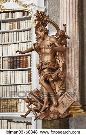 Stock Photo - "Wooden figure of Joseph Thaddeus stammer, Abbey Library, Admont, Admont, Styria, Austria, Europe". Fotosearch