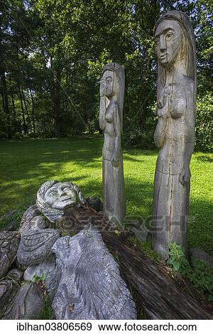 "Wooden figures and a stone sculpture, Mazurski Eden or Masurian Garden of Eden, reconstruction of Galindian culture, Gmina Ruciane-Nida, Warmian-Masurian Voivodeship, Poland, Europe" View Large Photo Image Stock Photo - "Wooden figures and a stone sculpture, Mazurski Eden or Masurian Garden of Eden, reconstruction of Galindian culture, Gmina Ruciane-Nida, Warmian-Masurian Voivodeship, Poland, Europe". Fotosearch