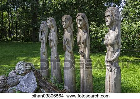 "Wooden figures, Mazurski Eden or Masurian Garden of Eden, reconstruction of Galindian culture, Gmina Ruciane-Nida, Warmian-Masurian Voivodeship, Poland, Europe" View Large Photo Image Picture - "Wooden figures, Mazurski Eden or Masurian Garden of Eden, reconstruction of Galindian culture, Gmina Ruciane-Nida, Warmian-Masurian Voivodeship, Poland, Europe". Fotosearch