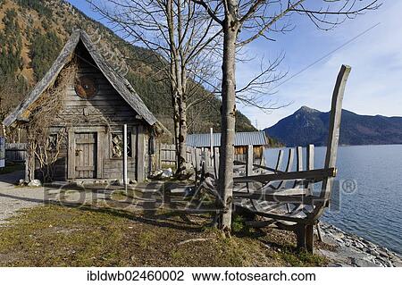 "Wooden hut in the Flake Viking village, lake Walchensee or Lake Walchen, Upper Bavaria, Bavaria, Germany, Europe" View Large Photo Image Stock Image - "Wooden hut in the Flake Viking village, lake Walchensee or Lake Walchen, Upper Bavaria, Bavaria, Germany, Europe". Fotosearch
