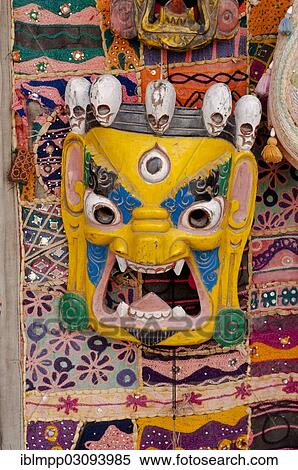 Stock Photography - "Wooden mask, Mamallapuram, Mahabalipuram, Tamil Nadu, India, Asia". Fotosearch