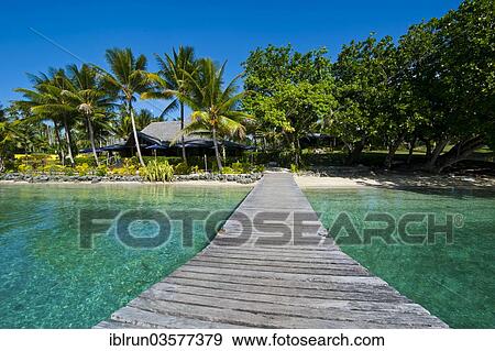 Stock Photo - "Wooden pier at a resort, Aore Island, Sanma Province, Vanuatu, Oceania". Fotosearch