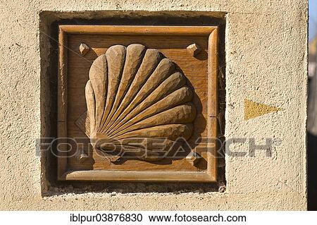 "Wooden sign of a scallop, Via Regia, Lampertswalde Castle Park, Oschatz, Saxony, Germany, Europe" View Large Photo Image Stock Image - "Wooden sign of a scallop, Via Regia, Lampertswalde Castle Park, Oschatz, Saxony, Germany, Europe". Fotosearch