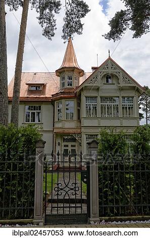 "Wooden villa with a copper roof, Juras iela, Jurmala, Latvia, Baltic states, Europe" View Large Photo Image Stock Image - "Wooden villa with a copper roof, Juras iela, Jurmala, Latvia, Baltic states, Europe". Fotosearch