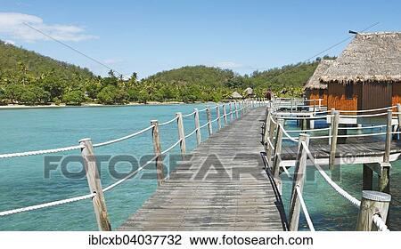 "Wooden walkway to overwater bungalows in the sea, the South Seas, Malolo Island, Mamanuca Islands, Fiji, Oceania" View Large Photo Image Stock Image - "Wooden walkway to overwater bungalows in the sea, the South Seas, Malolo Island, Mamanuca Islands, Fiji, Oceania". Fotosearch