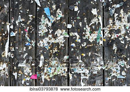 "Wooden wall with poster scraps, tacks and staples, Germany, Europe" View Large Photo Image Stock Photo - "Wooden wall with poster scraps, tacks and staples, Germany, Europe". Fotosearch